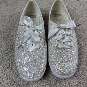 Kate Spade For Keds Glitter Cream Canvas Sneakers Women’s Size 7